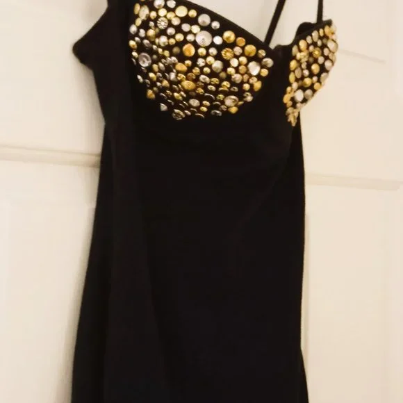 Atomic | Dresses | Vintage Atomic Jeweled Black Bodycon Dress Sz S |  Poshmark